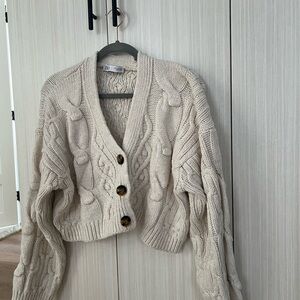 Zara Cable Knit Button Front Sweater